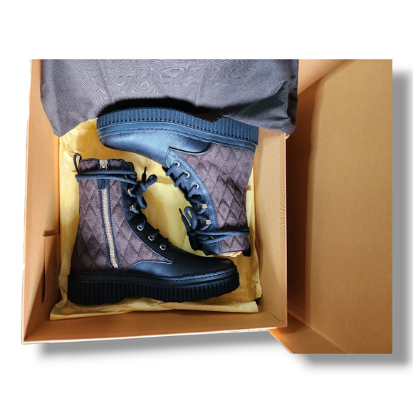 Tod's Diamond Quilted Lace-up Boot In Black Multi Size 34.5 (US 4.5) - Picture 2 of 16